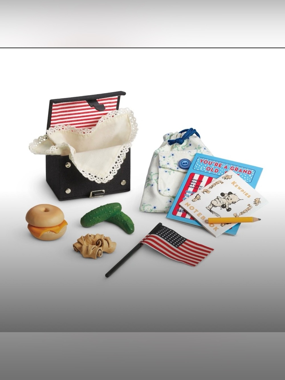 American Girl Rebecca’s School Set Incomplete: napkin and flower print bag only